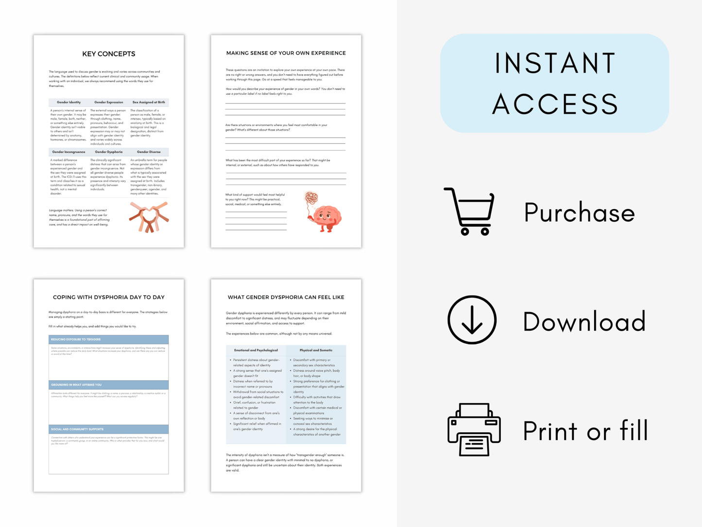 Gender Dysphoria Education Worksheets - My Thriving Mind