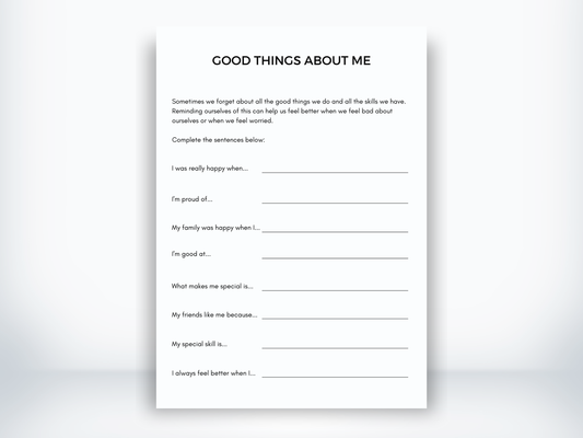 Good Things About Me Worksheet PDF