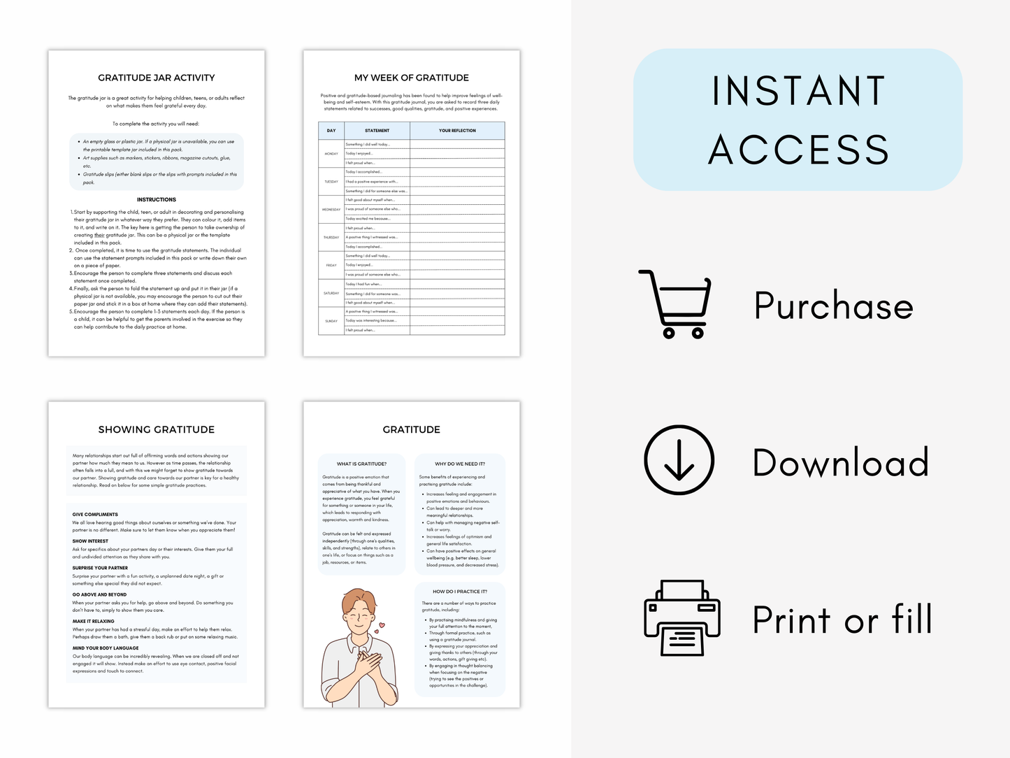 Gratitude Therapy Worksheets