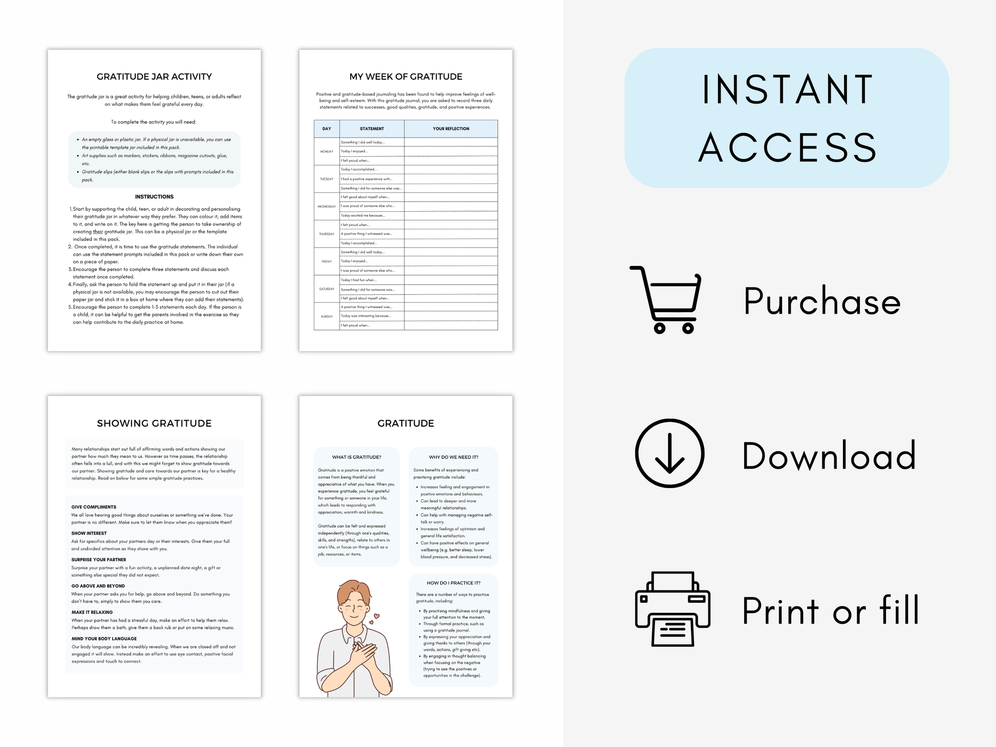 Gratitude Therapy Worksheets