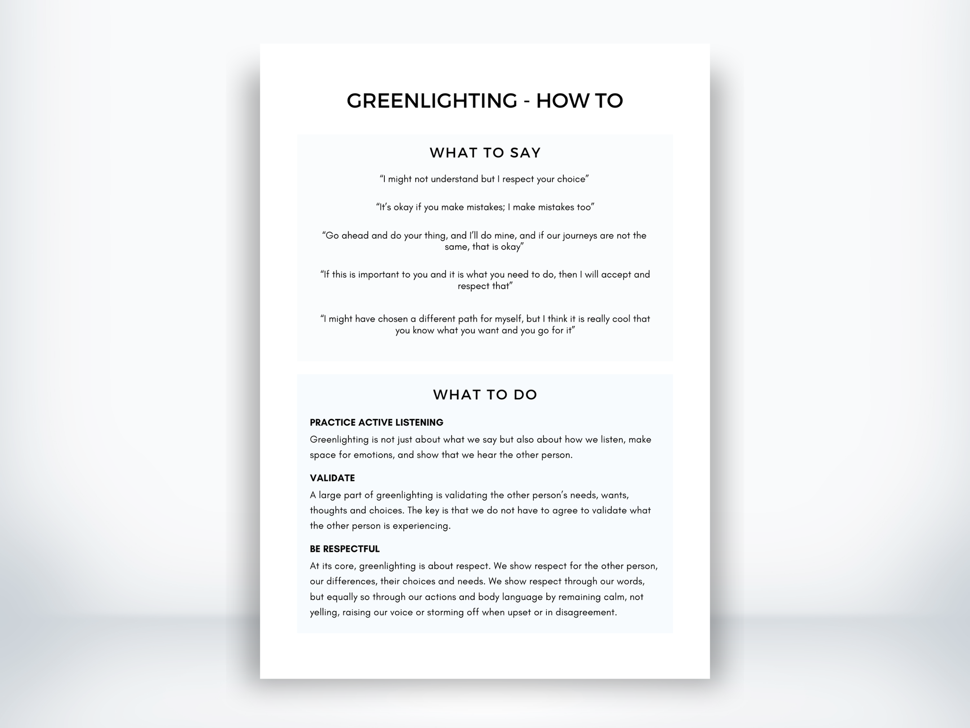 Greenlighting Examples PDF