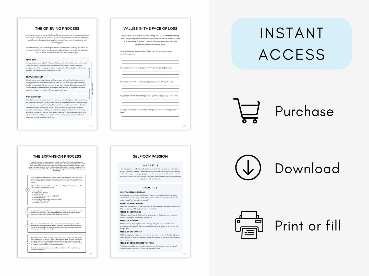 Grief Management Worksheets PDF