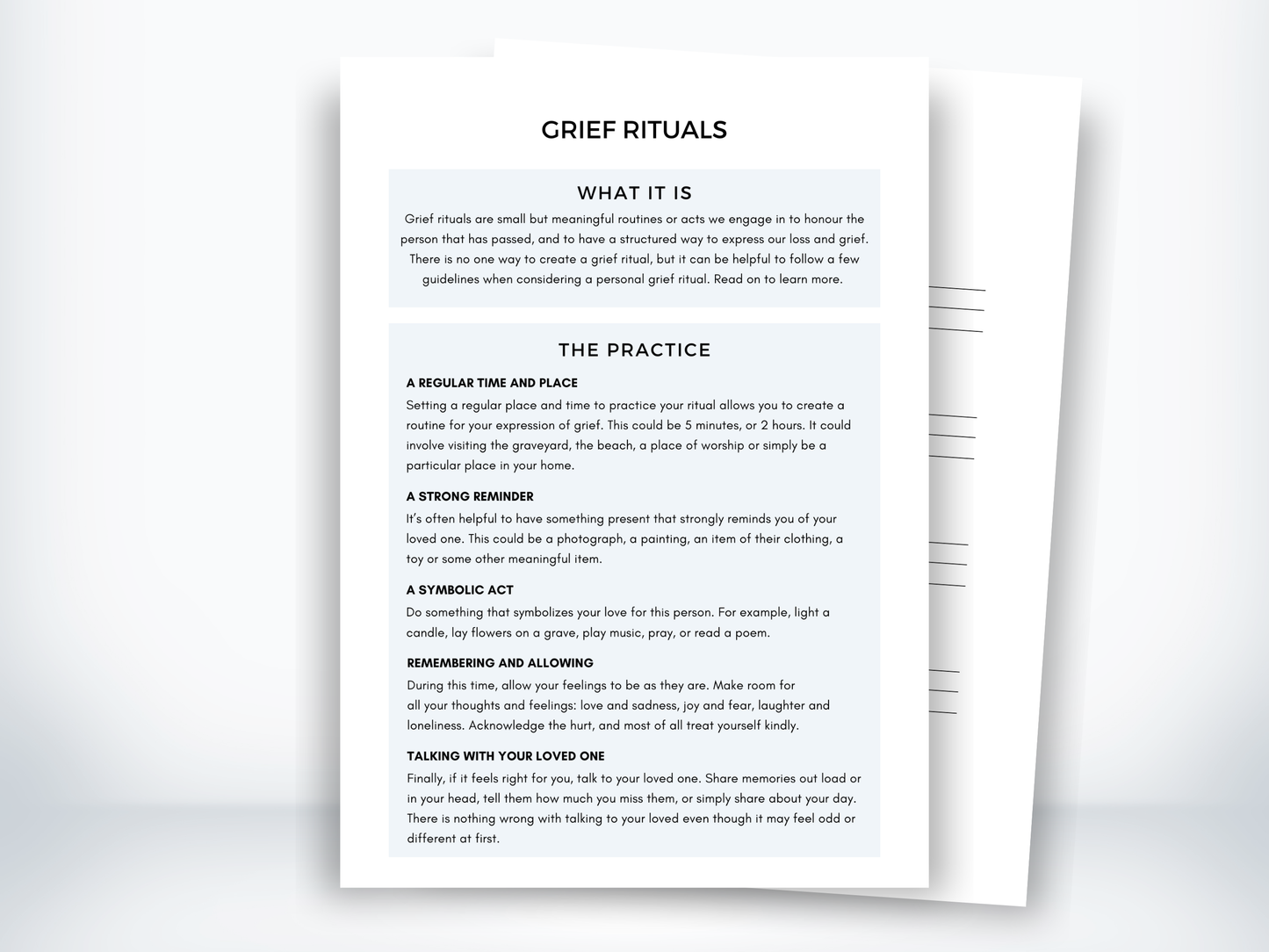 Grief Rituals Worksheet PDF