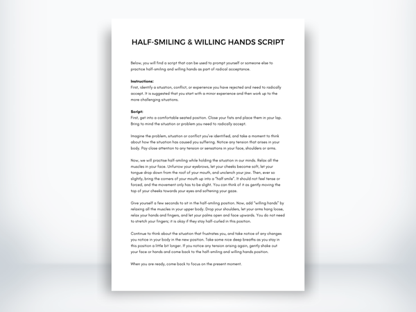 Half-Smiling and Willing Hands Script Radical Acceptance