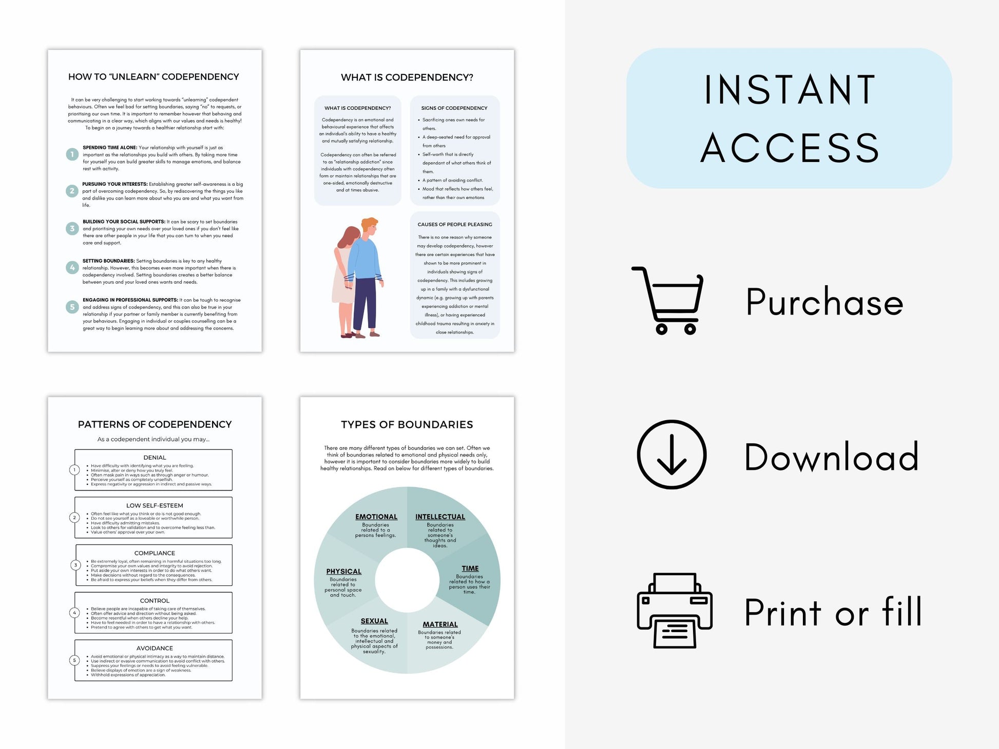 Codependency Worksheets Therapist Aid Triggers And Intentions ACT