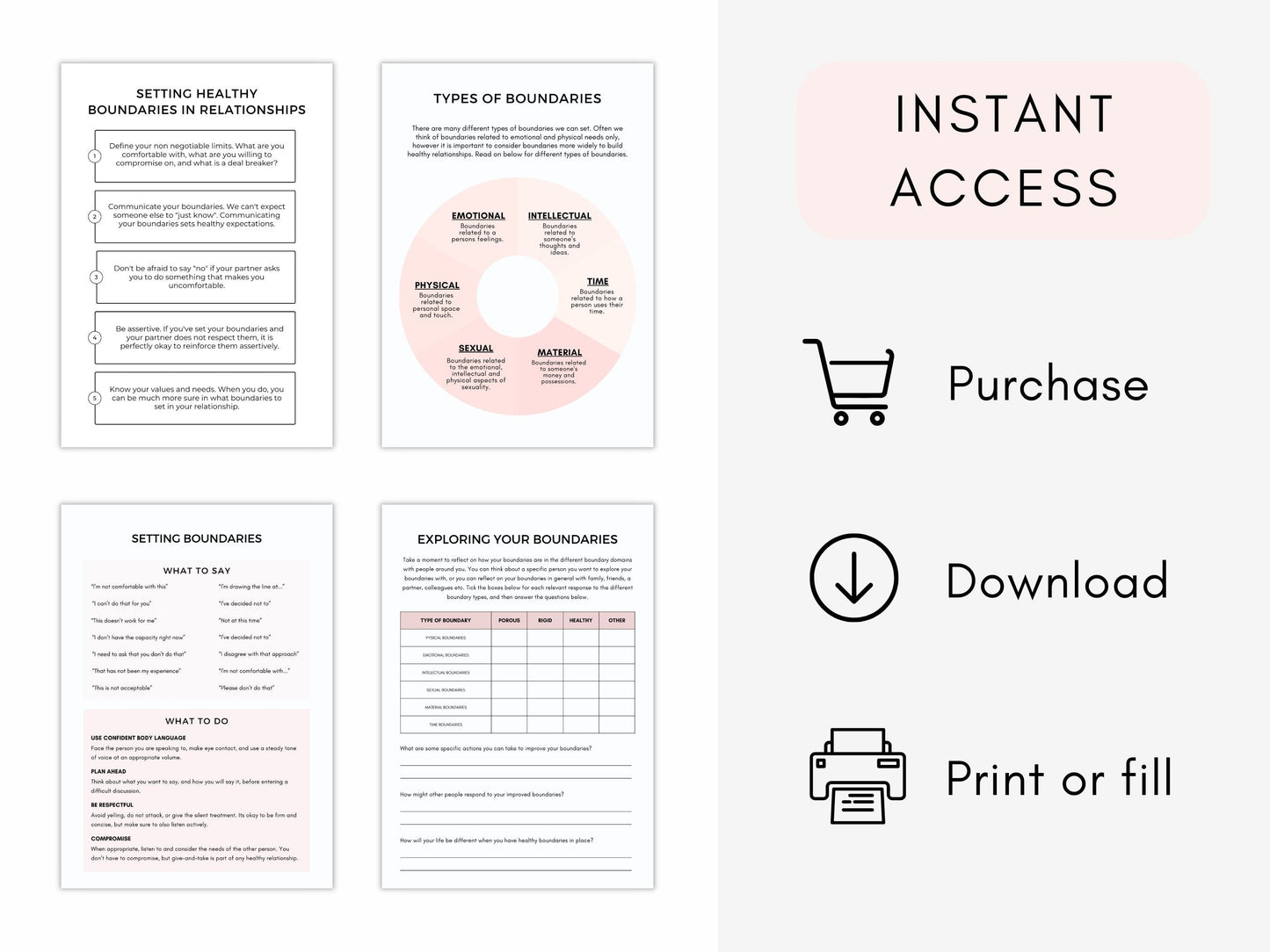 Healthy Boundary Setting Worksheets PDF