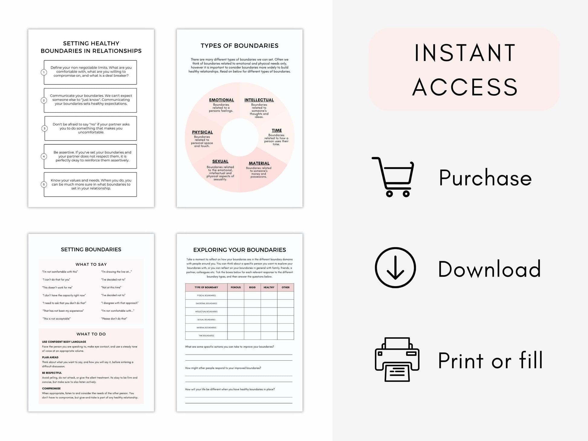 Healthy Boundary Setting Worksheets PDF