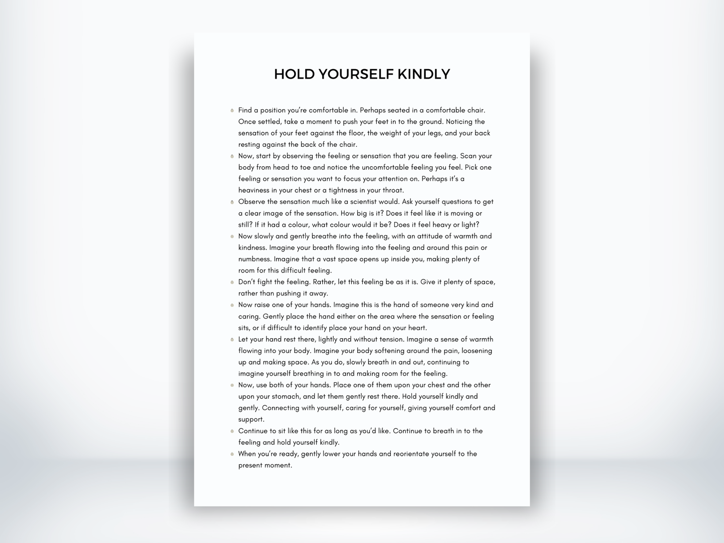 Hold Yourself Kindly Activity PDF