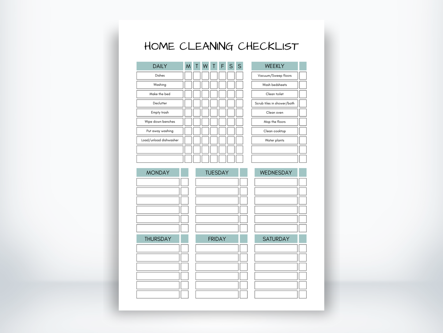 Home Cleaning Checklist PDF