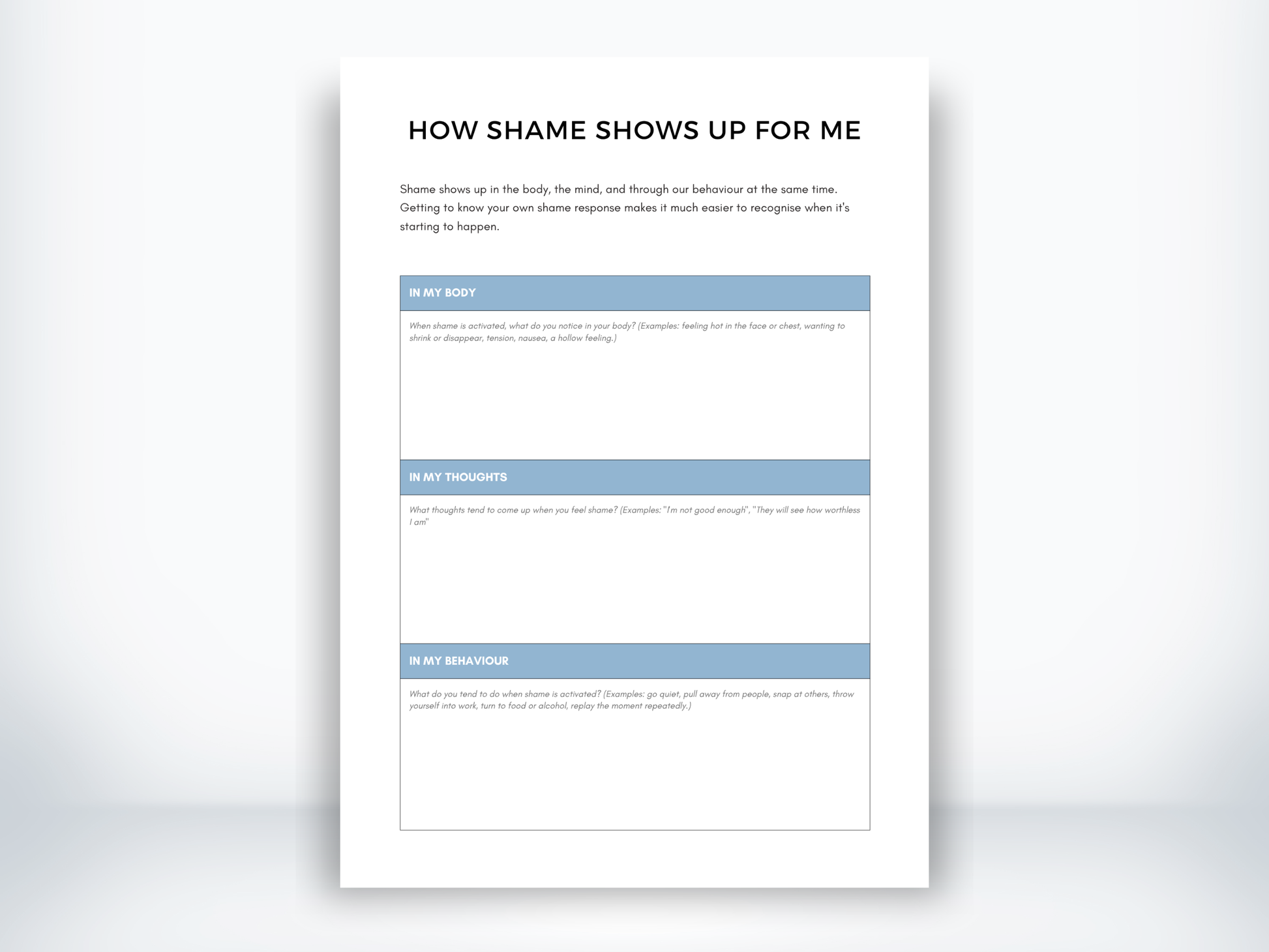 How Shame Shows Up For Me PDF