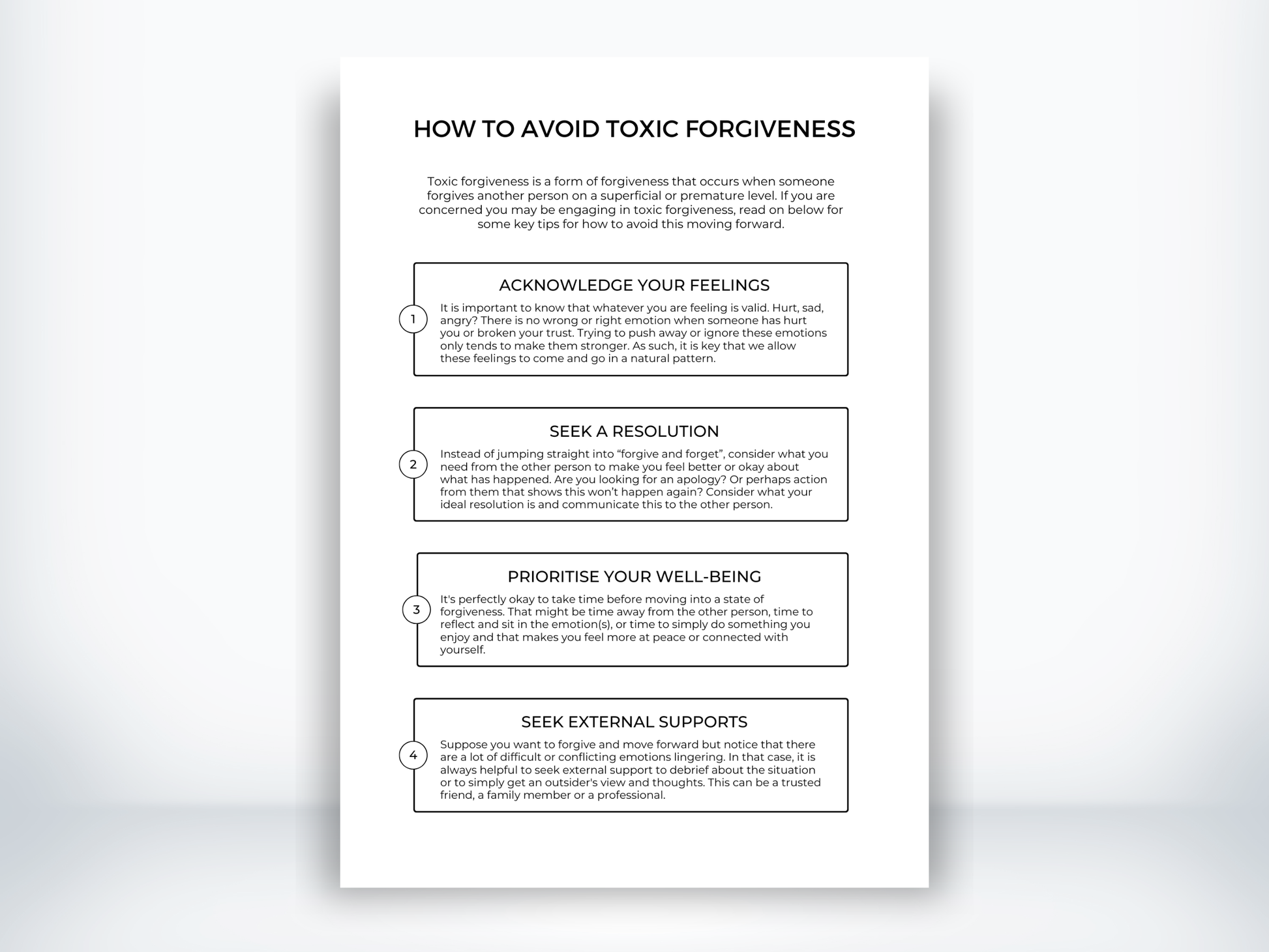 How To Avoid Toxic Forgiveness Worksheet PDF