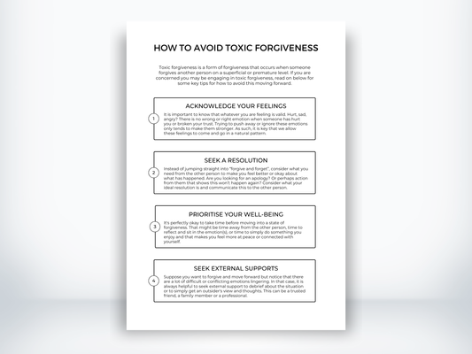 How To Avoid Toxic Forgiveness Worksheet PDF