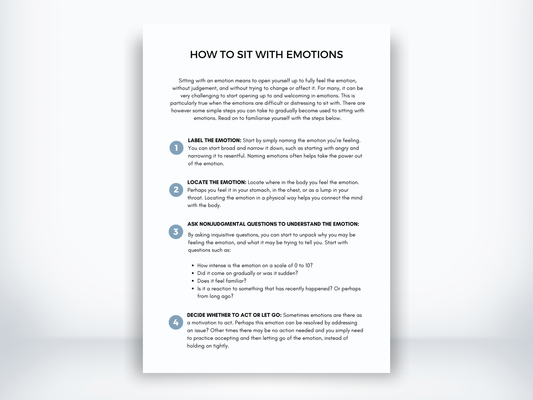 How To Sit With Emotions Worksheet PDF
