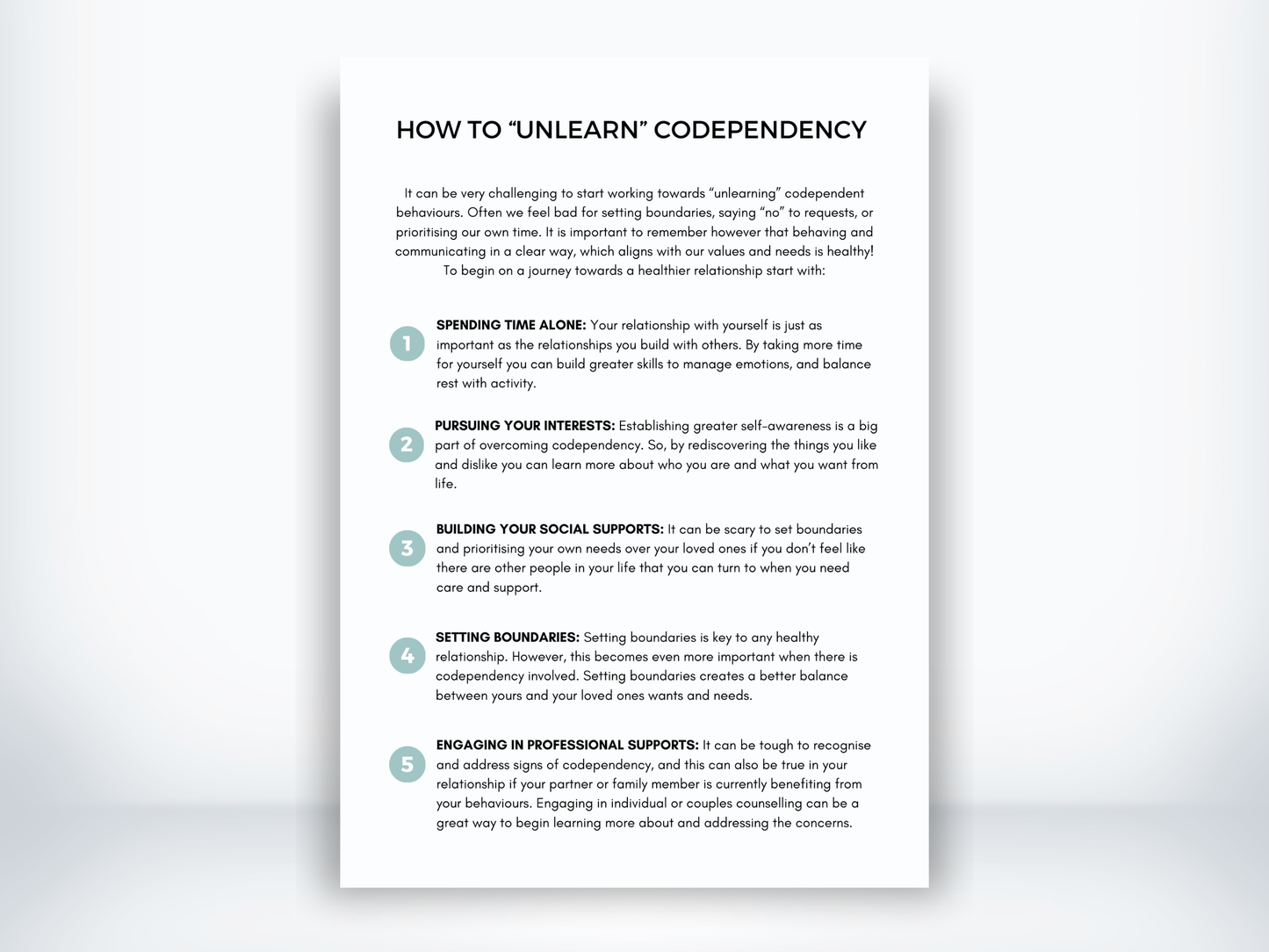 How To Unlearn Codependency Worksheet PDF