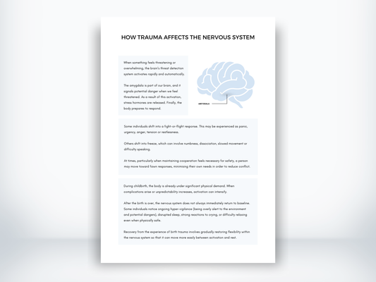 How Trauma Affects The Nervous System Handout PDF