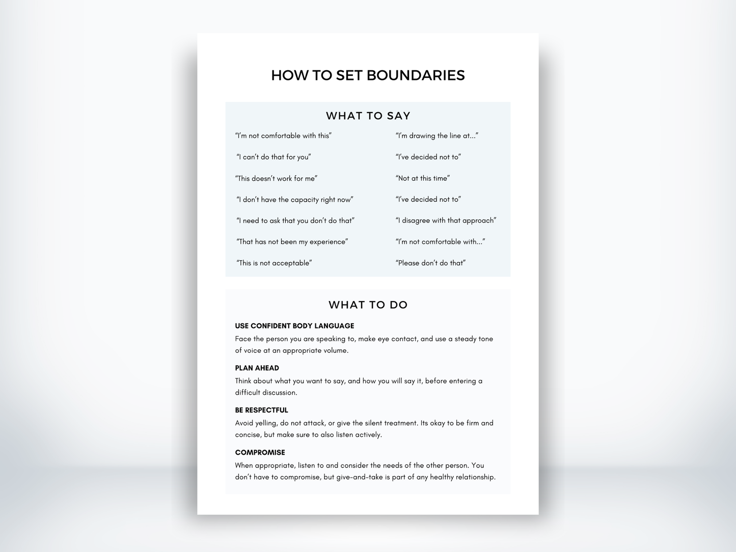 How to Set Boundaries Worksheet PDF