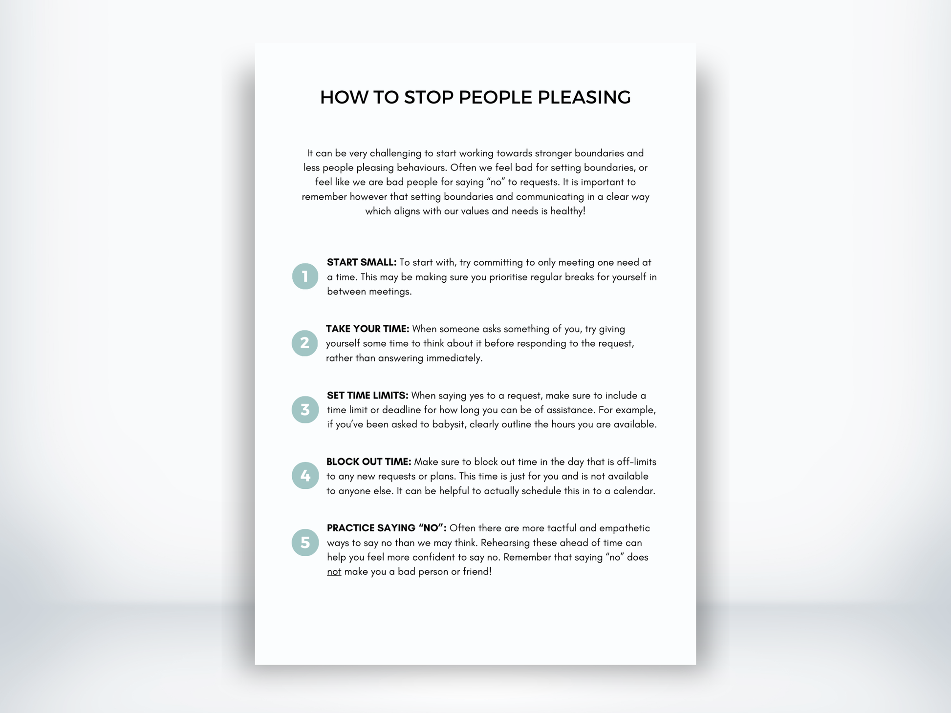 How to Stop People Pleasing Worksheet PDF