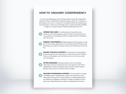 How to “Unlearn” Codependency Worksheet PDF
