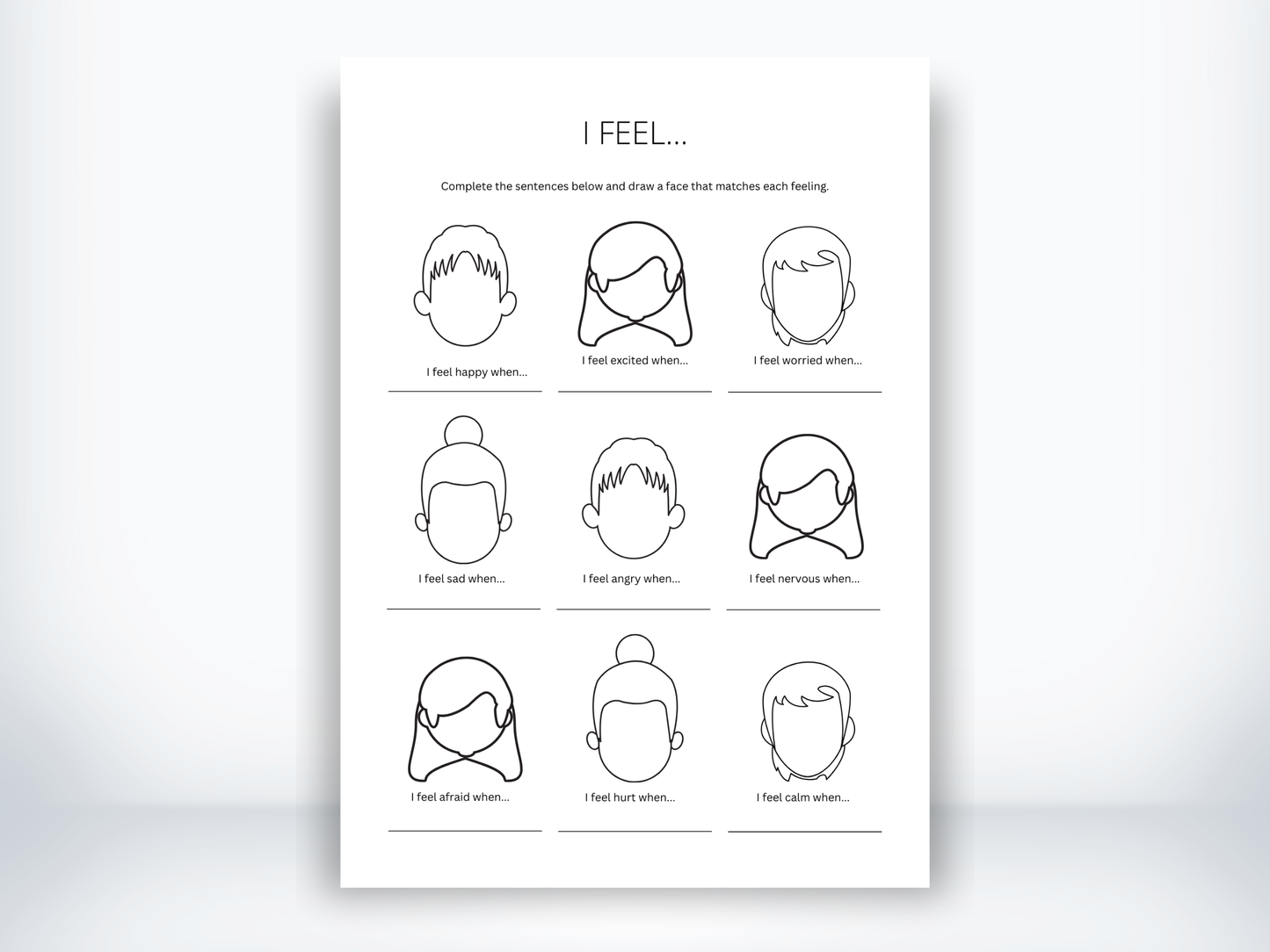 I Feel Statements Worksheet PDF