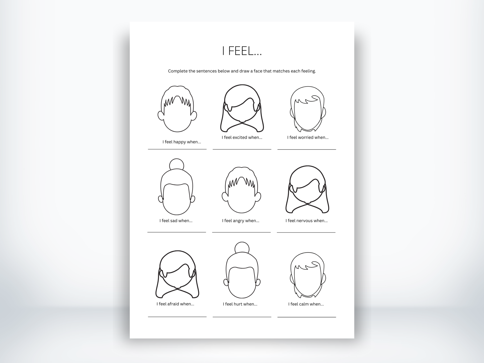 I Feel Statements Worksheet PDF