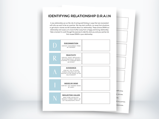 Identifying Relationship D.R.A.I.N Worksheet PDF