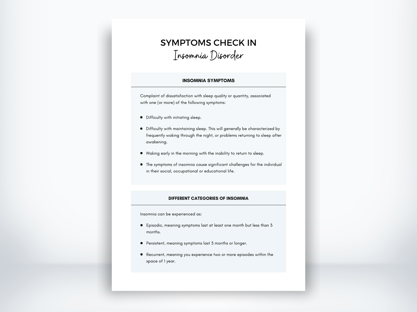 Insomnia Symptoms PDF