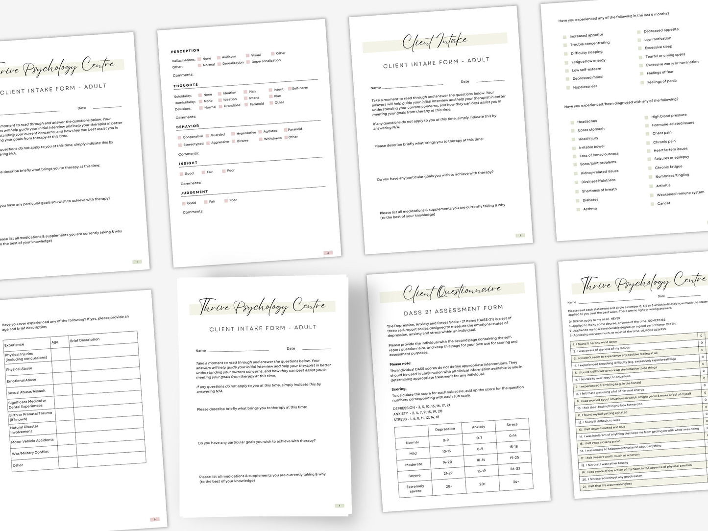 Intake Forms for Therapy Client