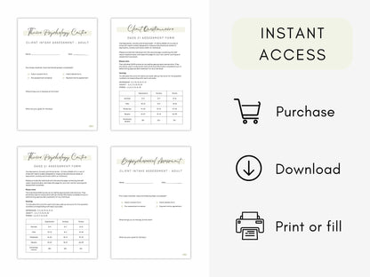 Intake Forms for Therapy Client