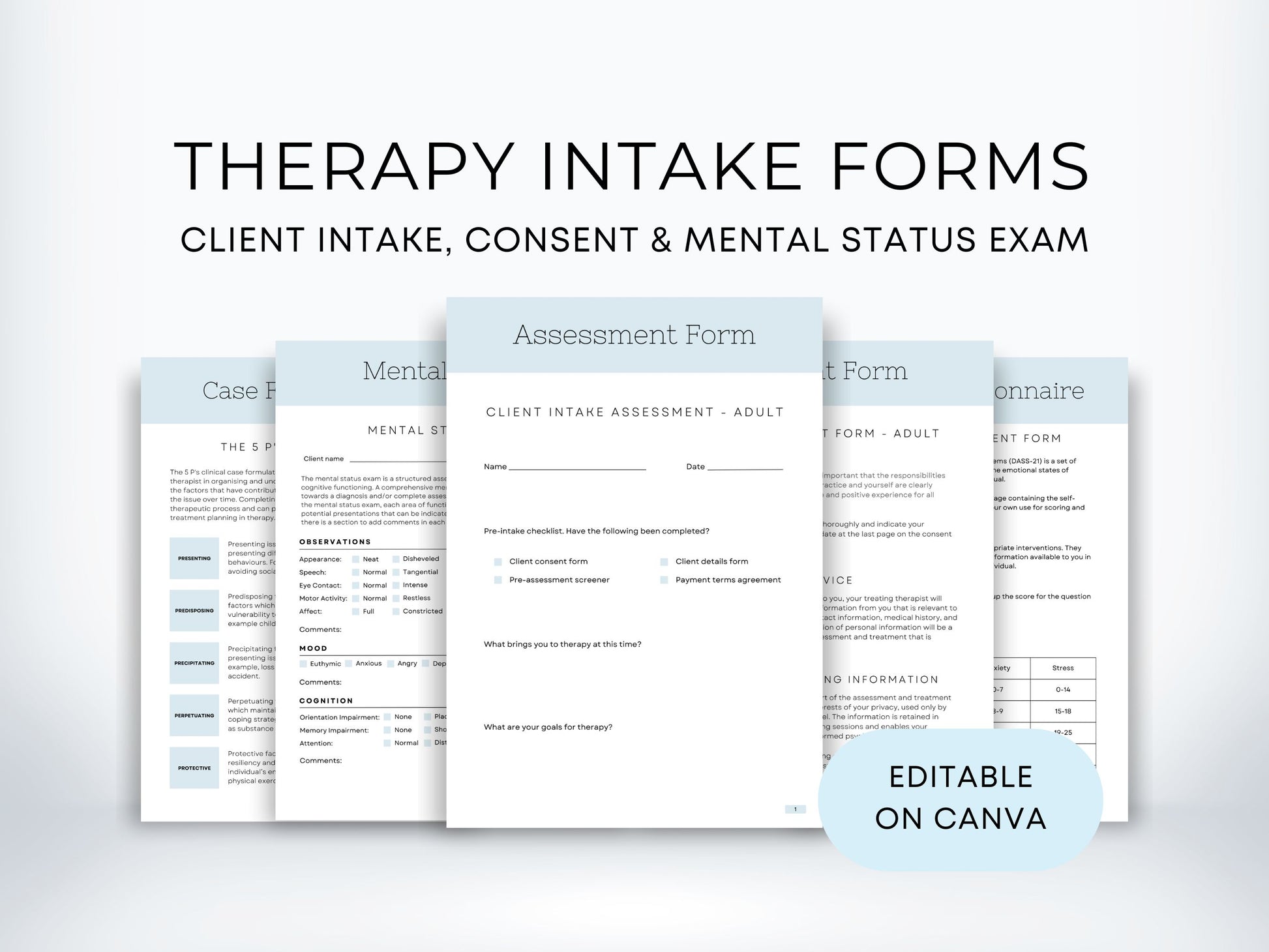 Intake Questions for Therapy Bundle