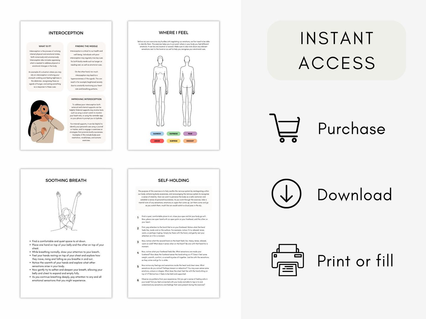 Interoception Psychoeducation Worksheets