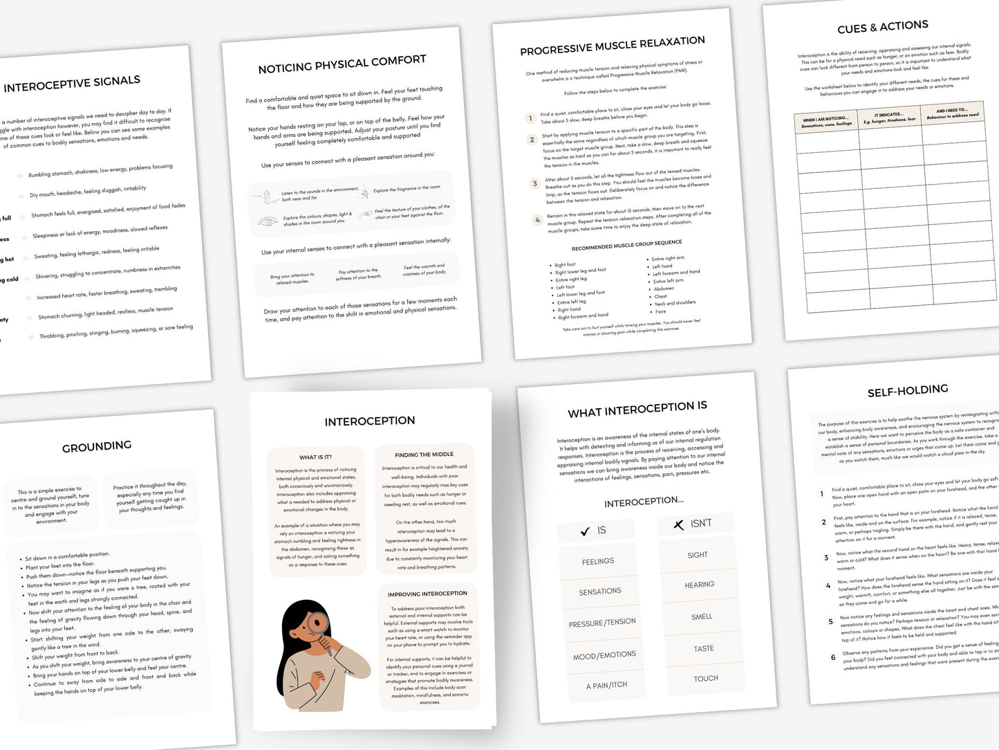 Interoception Psychoeducation Worksheets