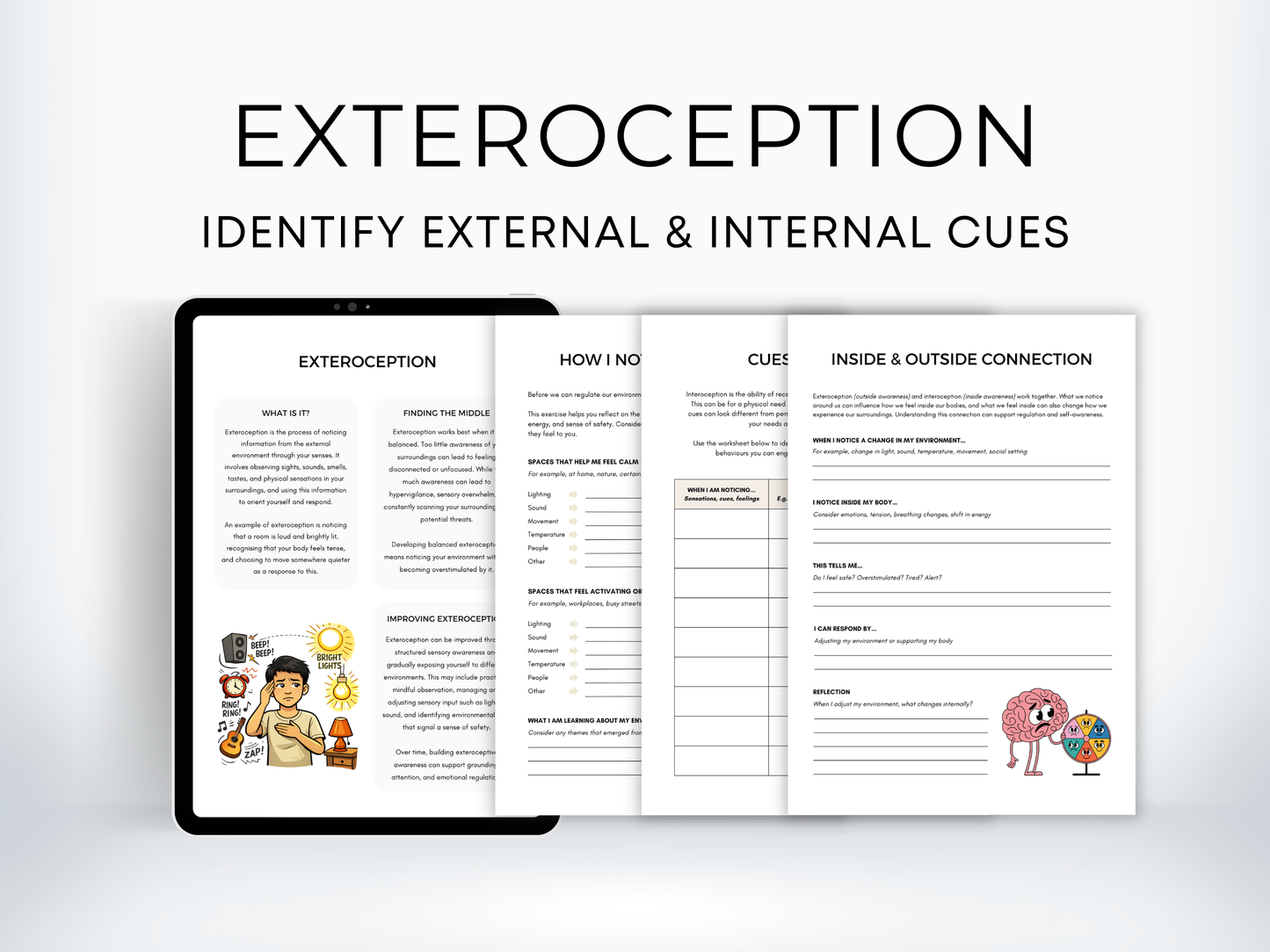 Exteroception vs Interoception Worksheets