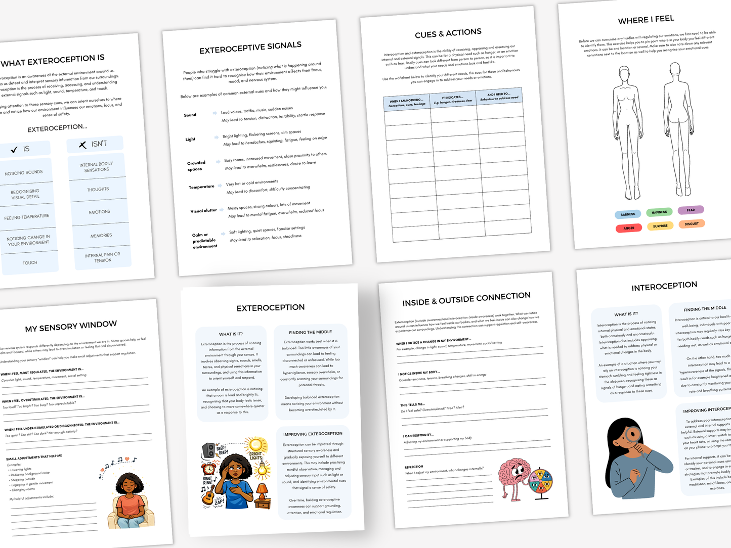Exteroception vs Interoception Worksheets