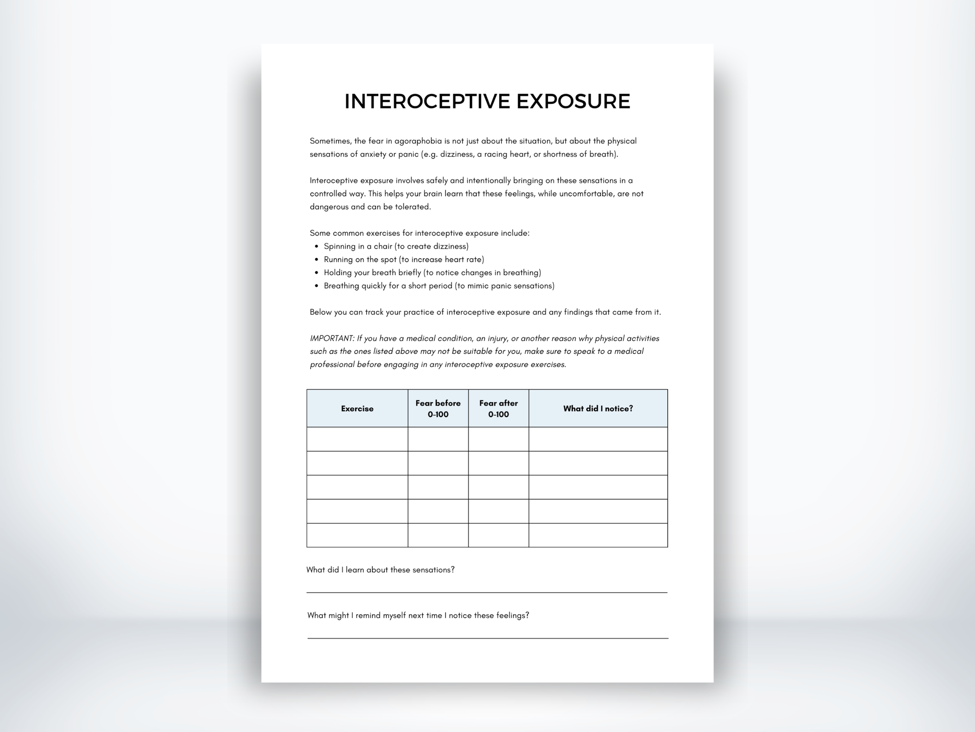 Interoceptive Exposure for Agoraphobia PDF