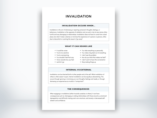 Invalidation of Feelings Handout PDF