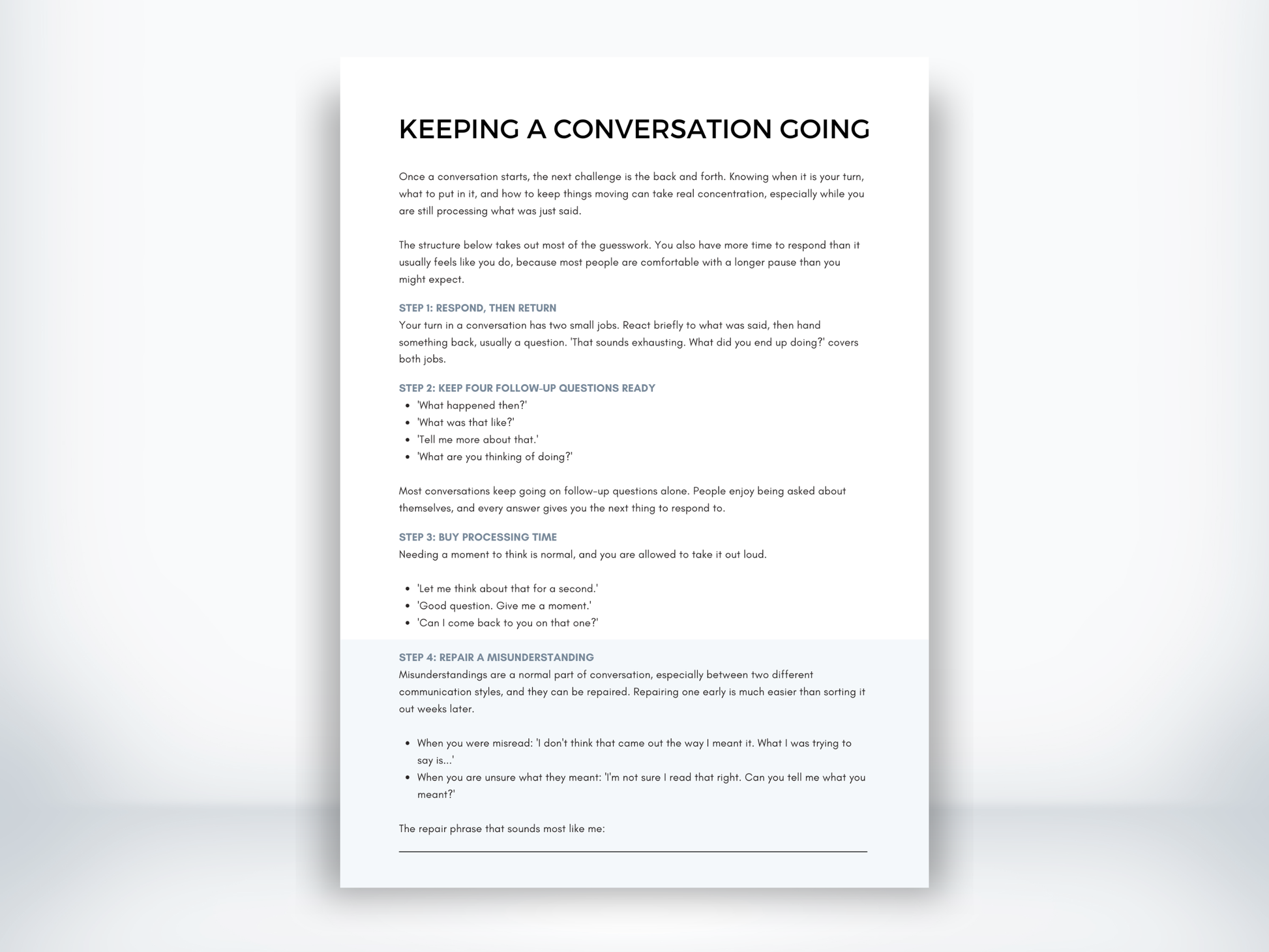 Keeping a Conversation Going PDF