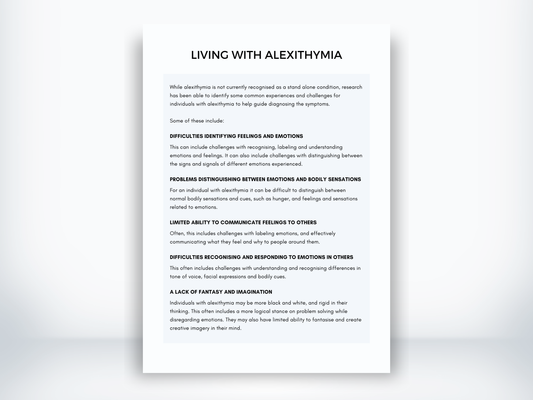 Living With Alexithymia Handout PDF