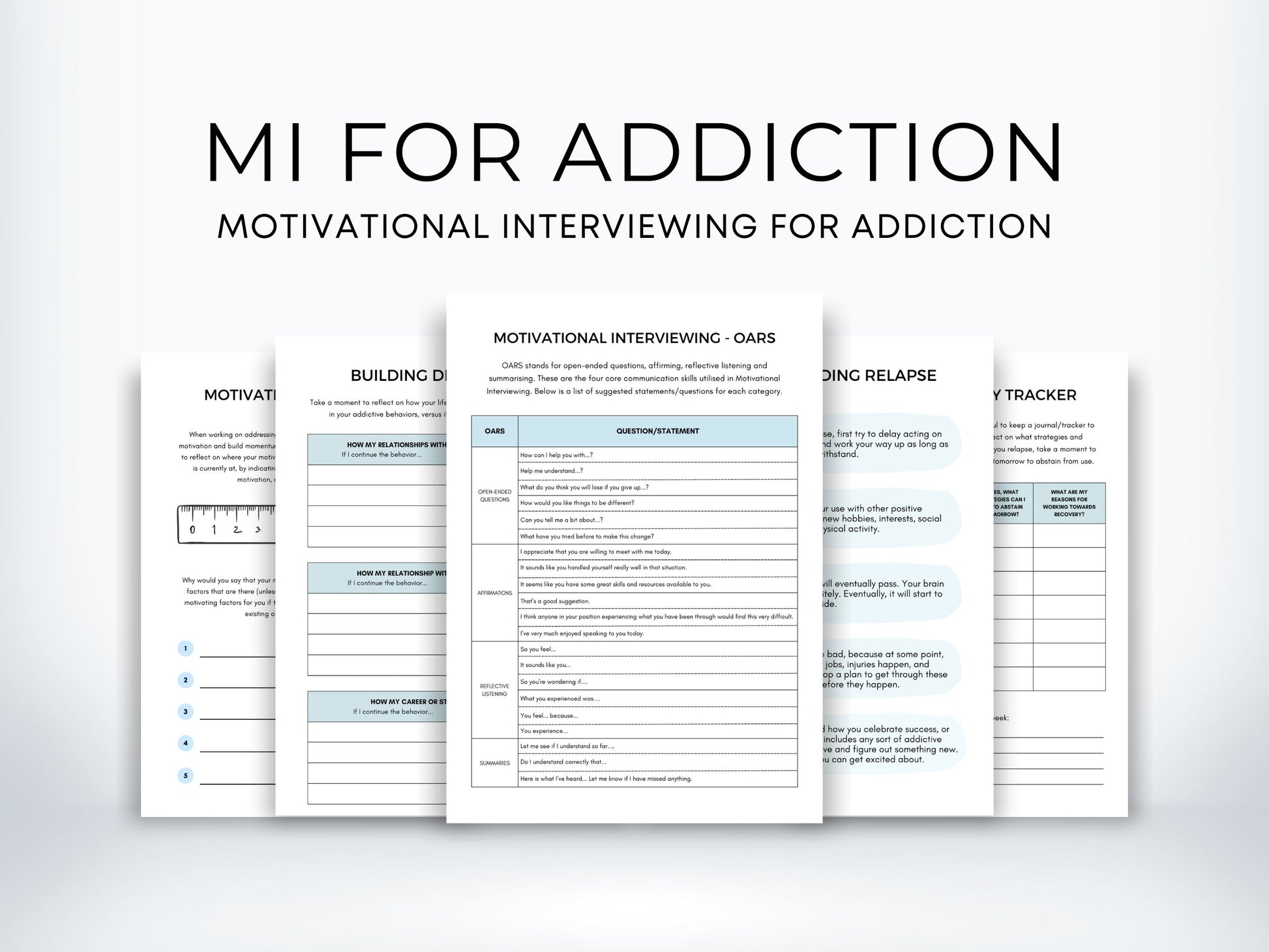 MI for Addiction Worksheets PDF