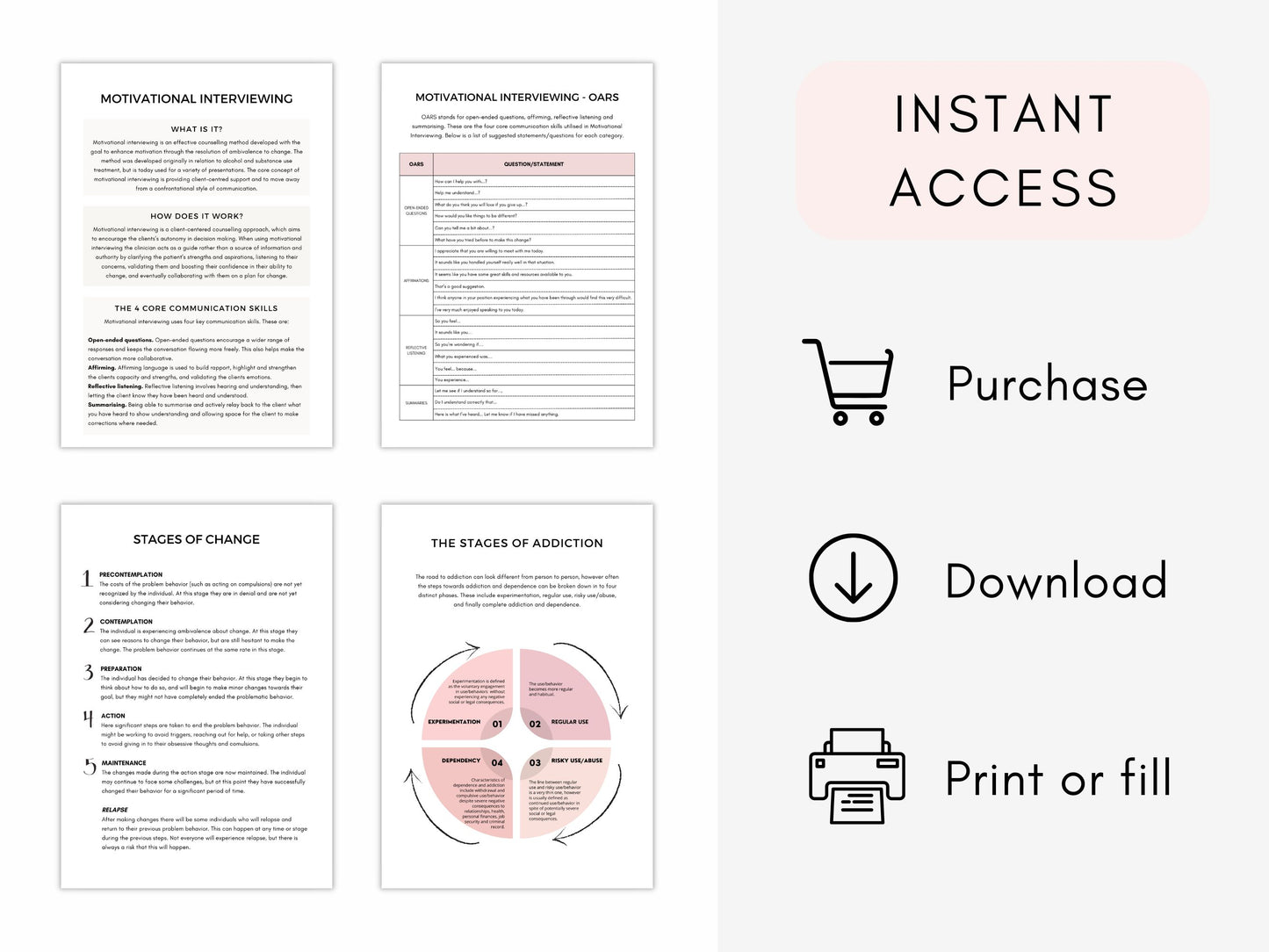 MI for Addiction Worksheets PDF