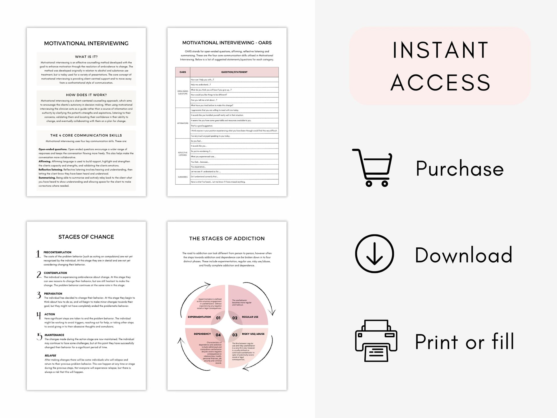 MI for Addiction Worksheets PDF