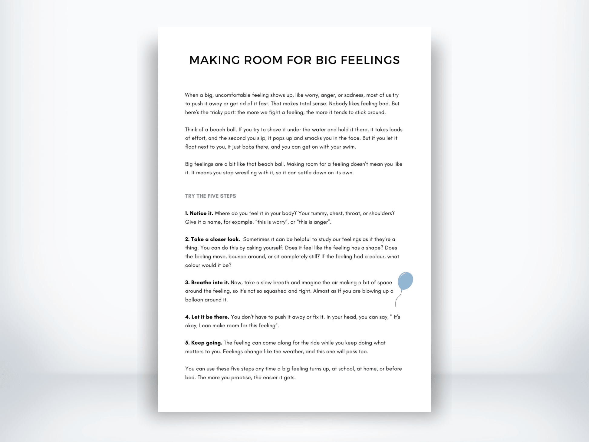 Making Room for Big Feelings PDF - My Thriving Mind