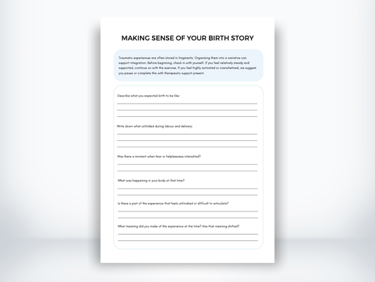 Making Sense Of Your Birth Story Worksheet PDF