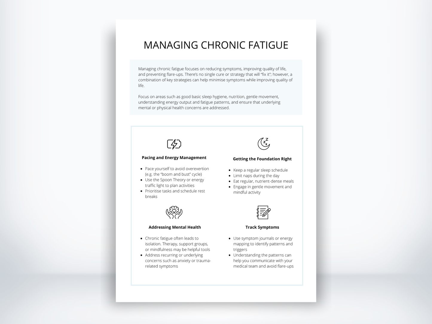 Managing Chronic Fatigue Handout PDF