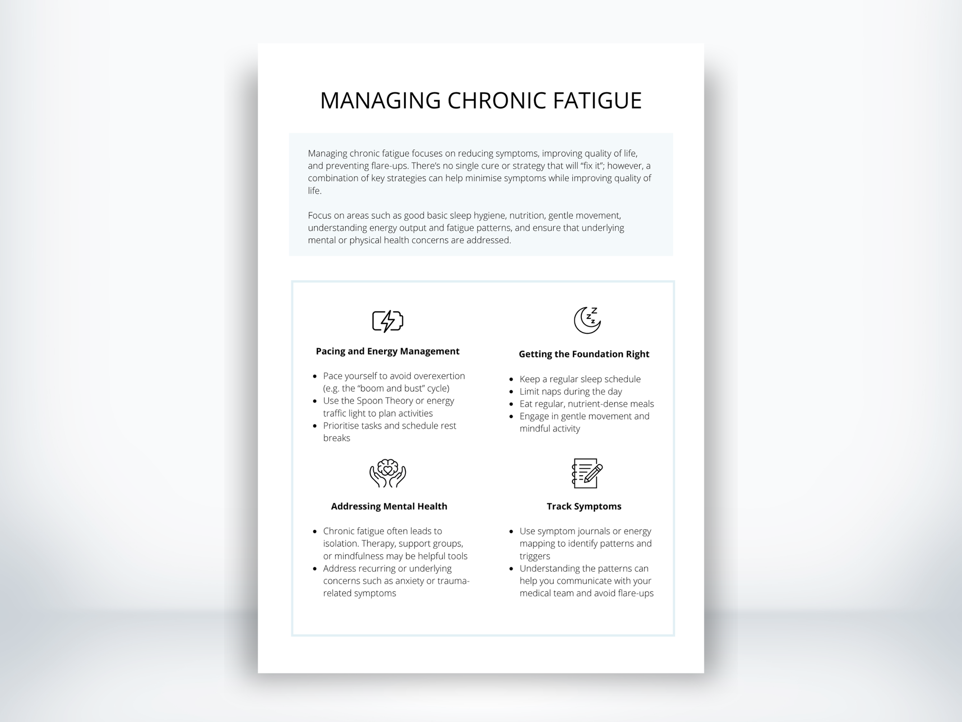 Managing Chronic Fatigue Handout PDF