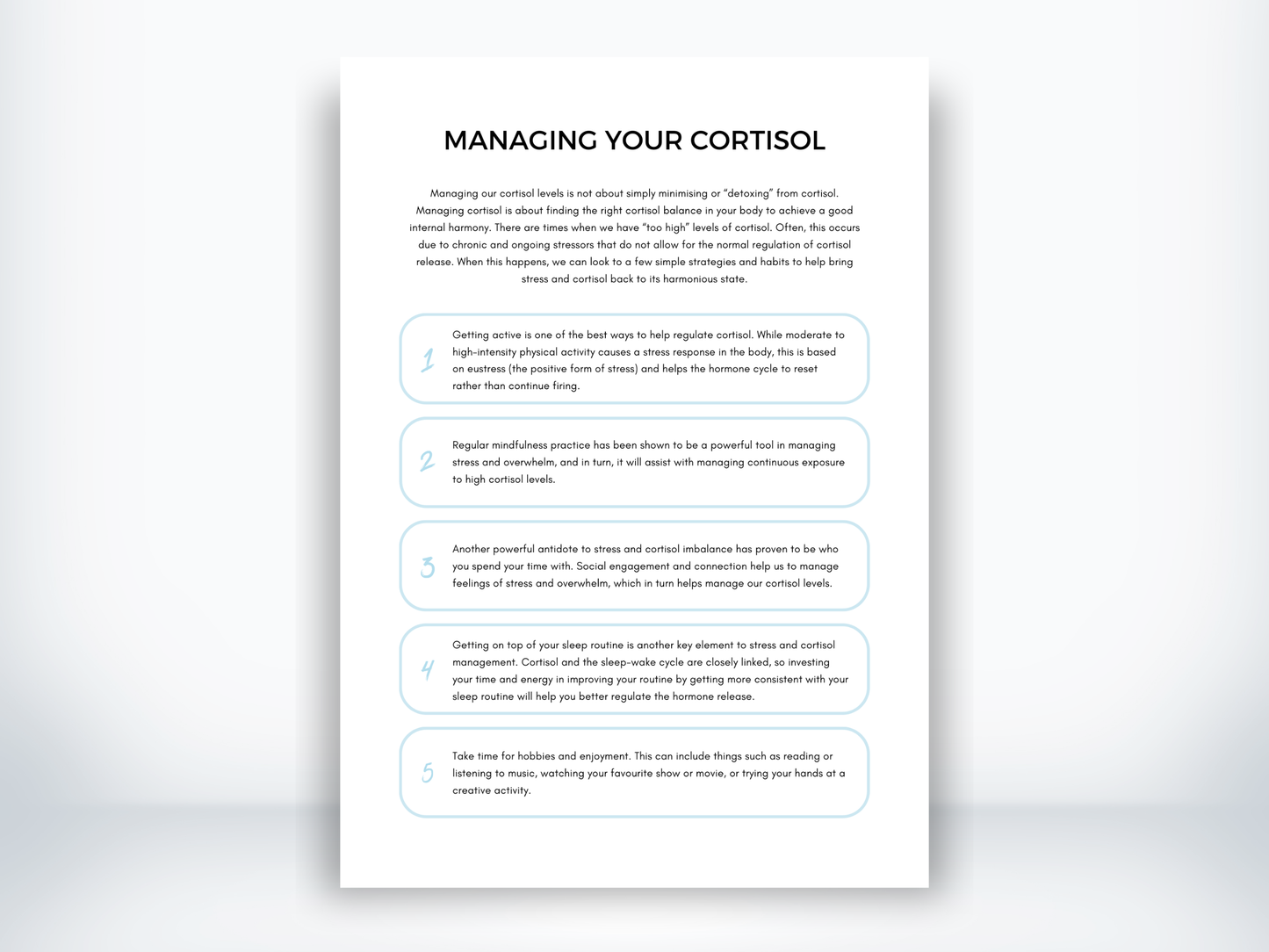 Managing Cortisol Levels Handout PDF