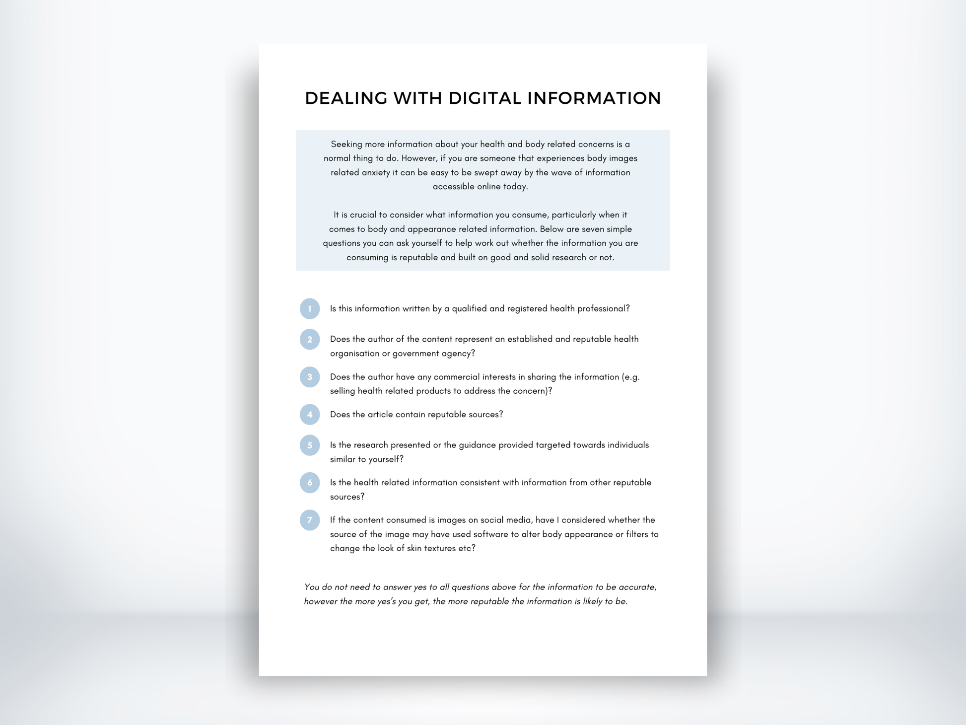 Managing Digital Information for Body Dysmorphia PDF
