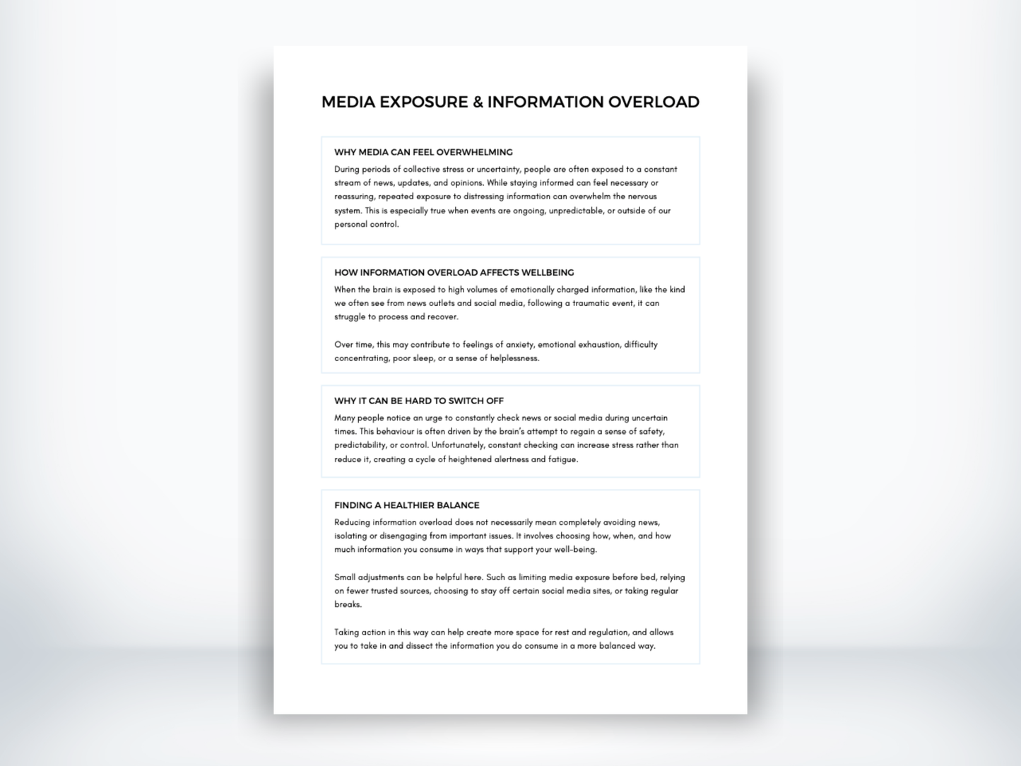 Media Exposure and Information Overload Handout PDF
