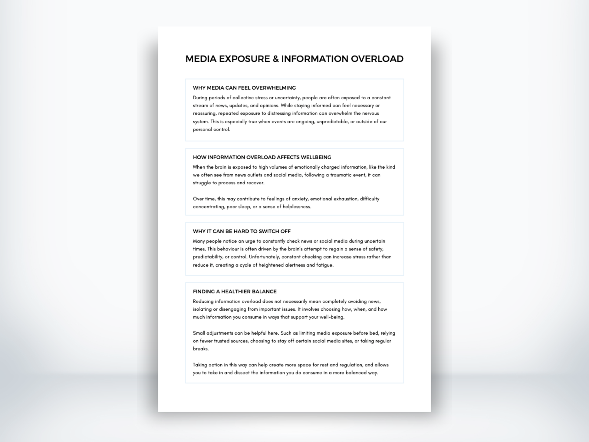 Media Exposure and Information Overload Handout PDF