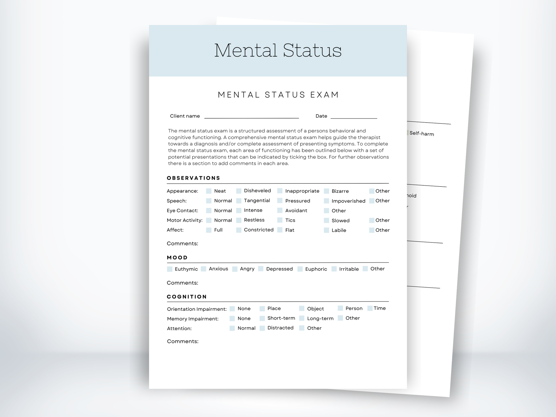 Mental Status Exam Template PDF