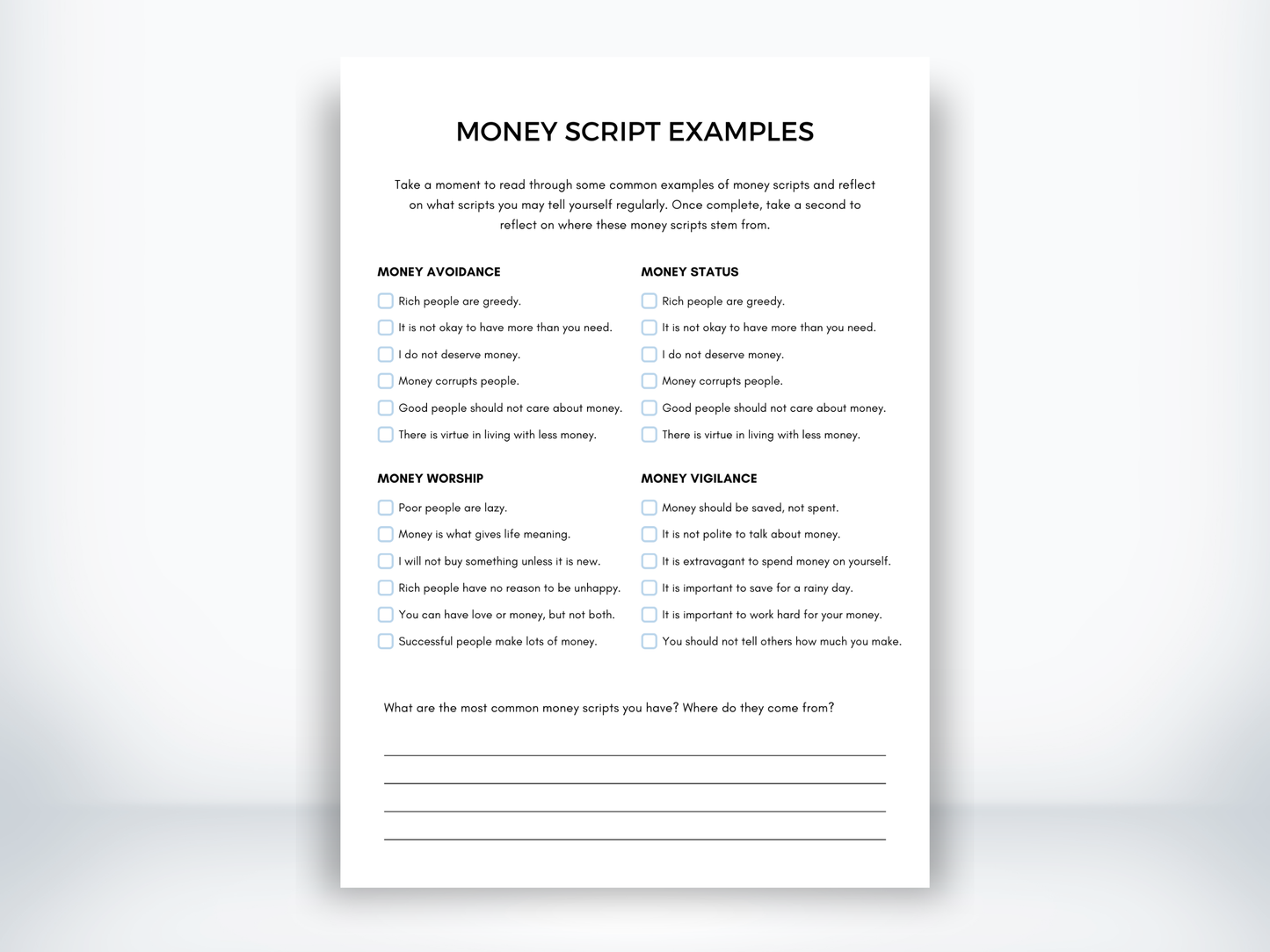 Money Scripts Examples PDF